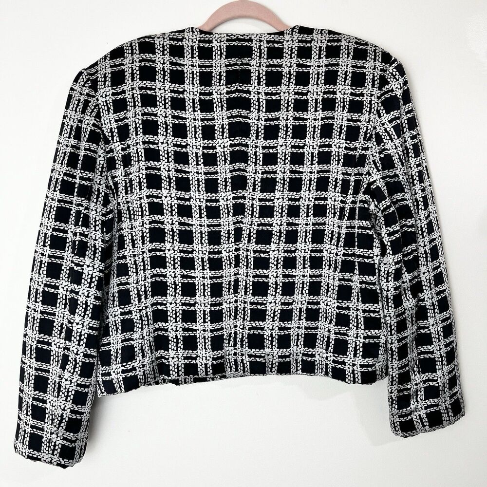 August Silk Vintage 100% Silk Blazer Black & White Women’s M - Picture 4 of 9